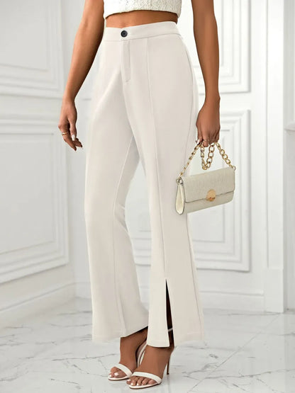 Slit Flare Pants with Pockets Dress Pants The Nichole Collection