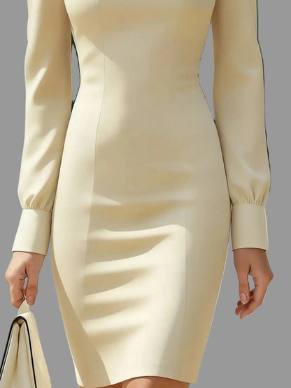 Slit High Neck Long Sleeve Dress THE NICHOLE COLLECTION - Official Site