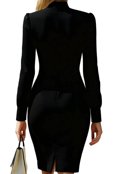 Slit High Neck Long Sleeve Dress THE NICHOLE COLLECTION - Official Site