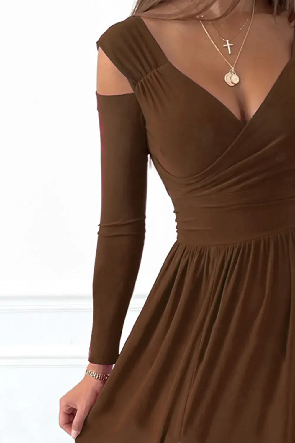 Slit Surplice Long Sleeve Maxi Dress The Nichole Collection