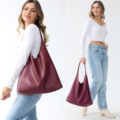 Slouchy Vegan Leather Hobo Bag The Nichole Collection