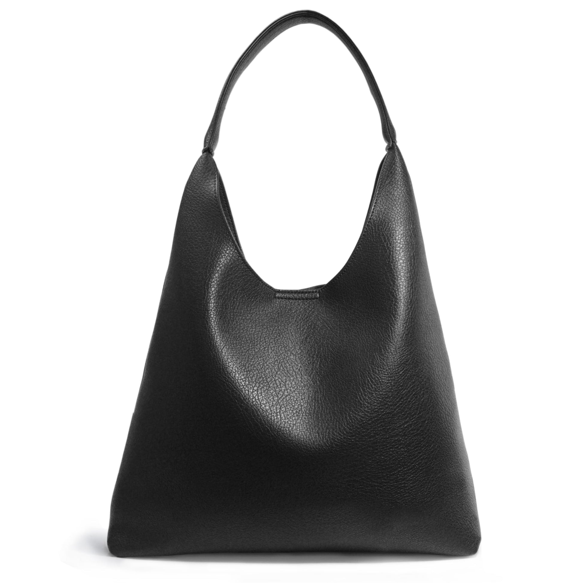 Slouchy Vegan Leather Hobo Bag Black The Nichole Collection