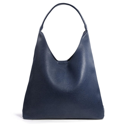 Slouchy Vegan Leather Hobo Bag Navy Blue The Nichole Collection