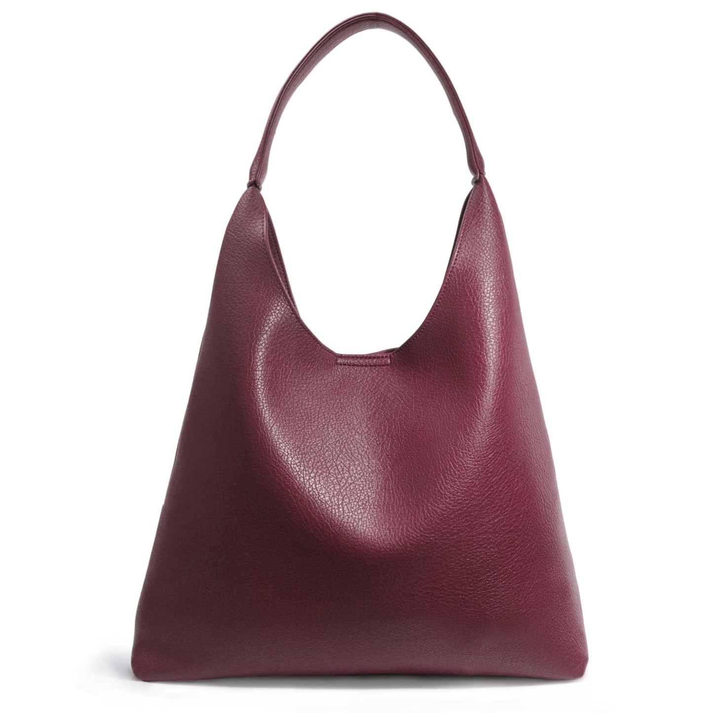 Slouchy Vegan Leather Hobo Bag Dark Red The Nichole Collection