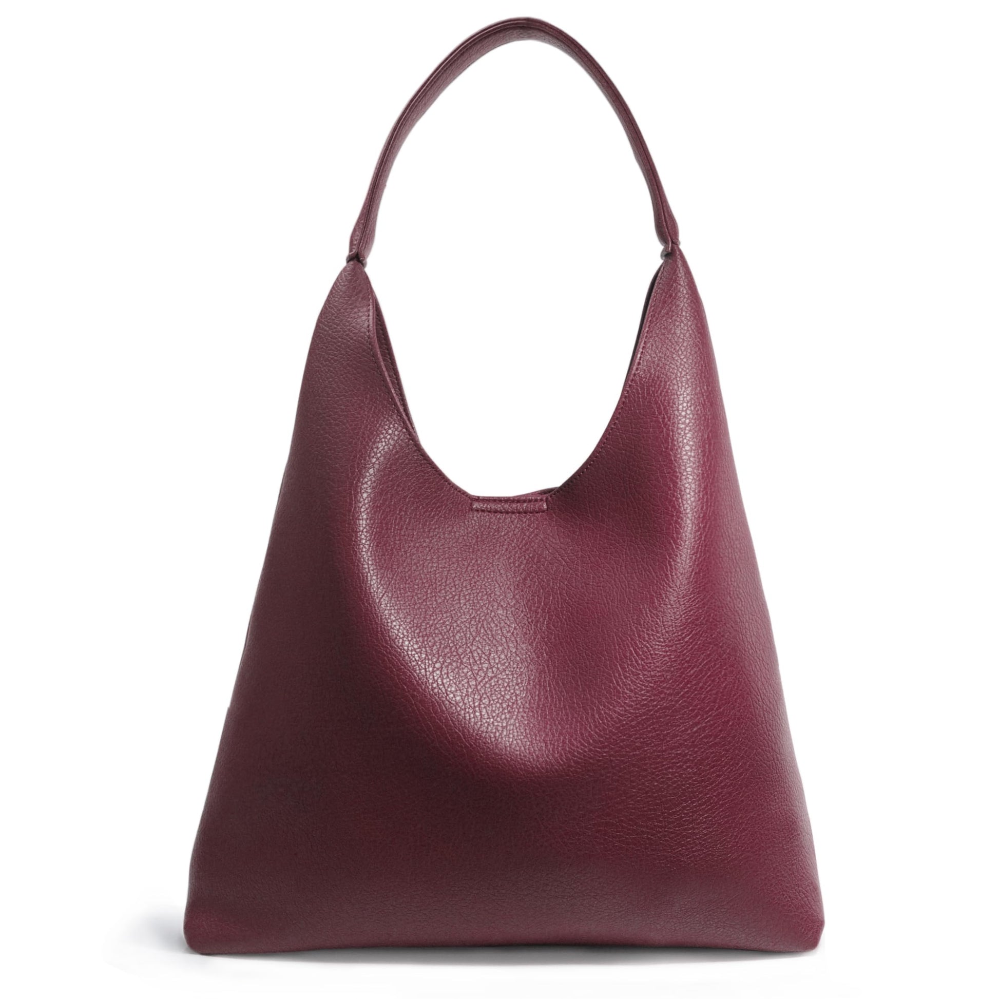Slouchy Vegan Leather Hobo Bag Dark Red The Nichole Collection