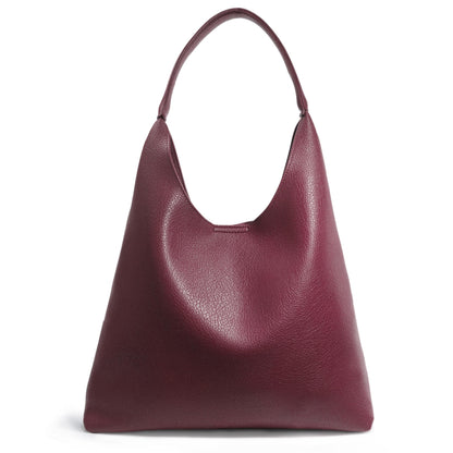 Slouchy Vegan Leather Hobo Bag Dark Red The Nichole Collection