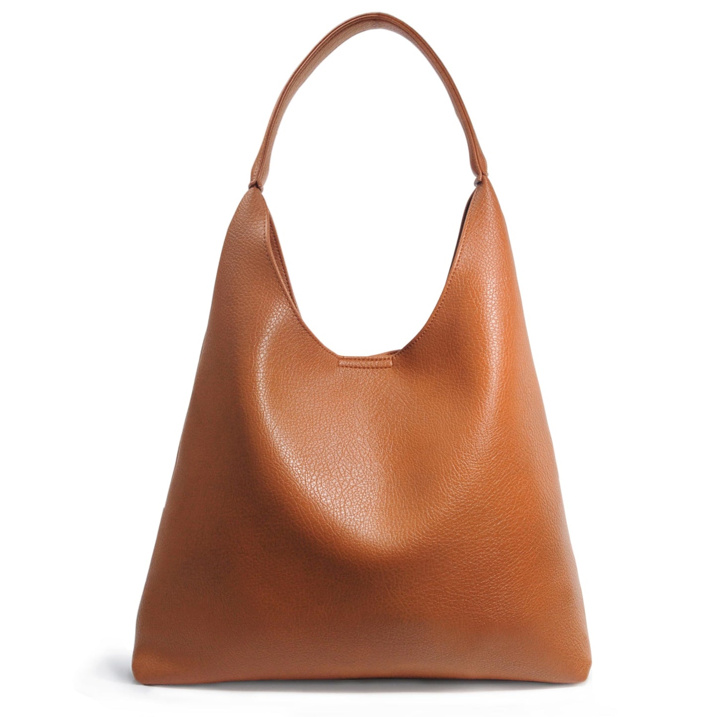 Slouchy Vegan Leather Hobo Bag Orange-brown The Nichole Collection