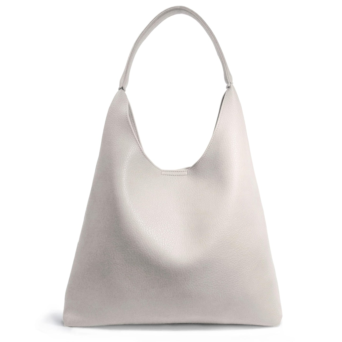 Slouchy Vegan Leather Hobo Bag Beige The Nichole Collection