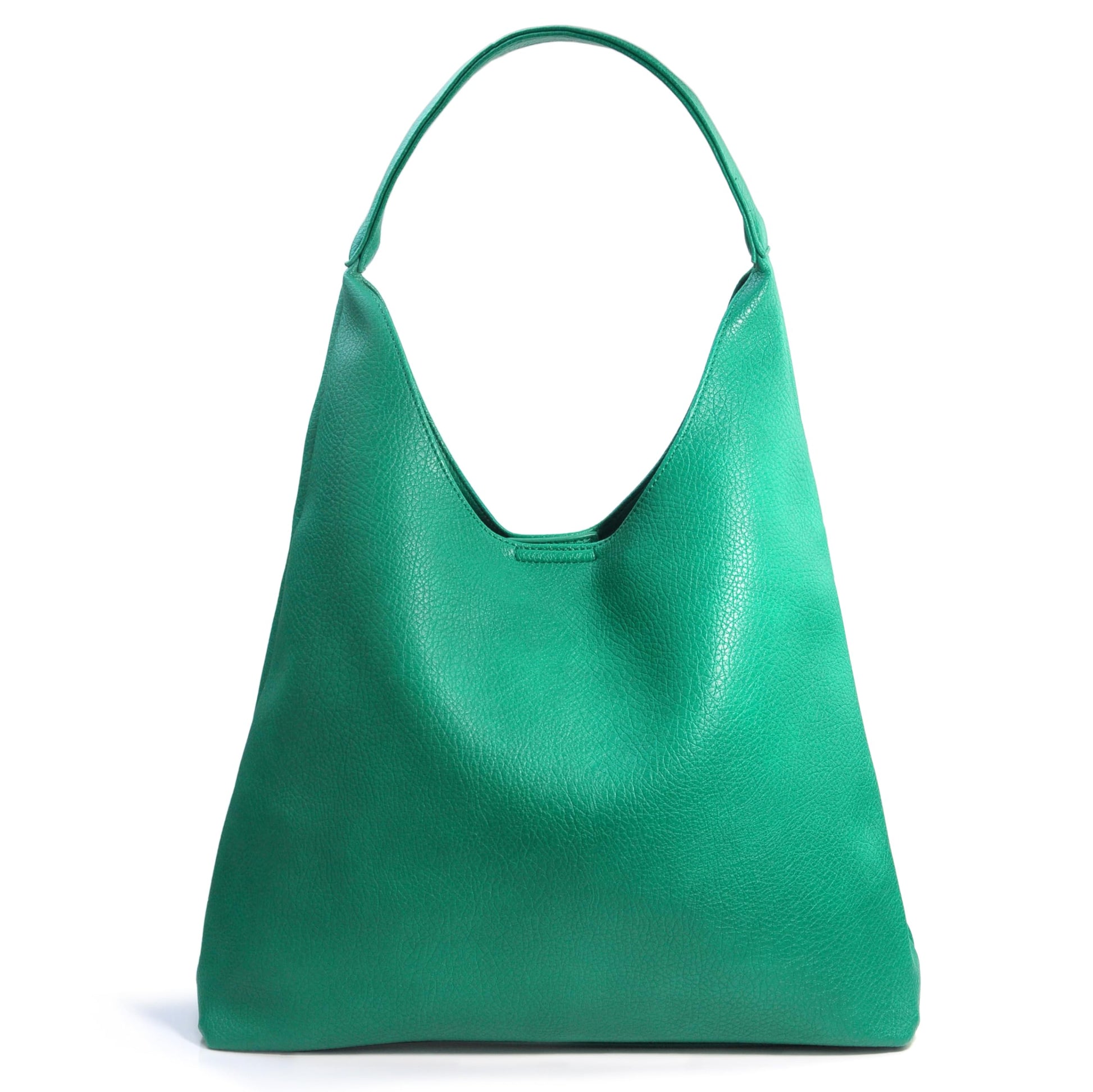 Slouchy Vegan Leather Hobo Bag Green The Nichole Collection