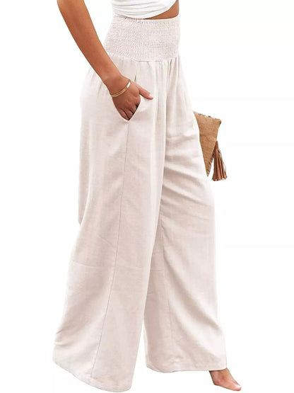 Smocked High Waisted Wide Leg Pants The Nichole Collection - Official Site