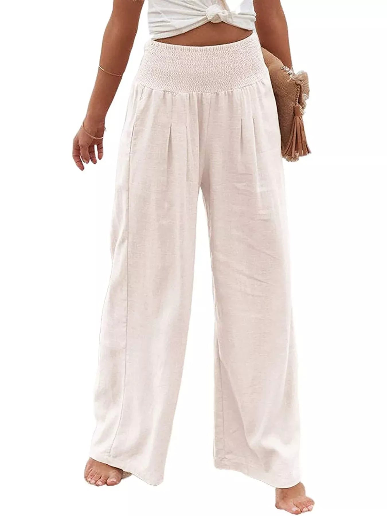 Smocked High Waisted Wide Leg Pants The Nichole Collection - Official Site