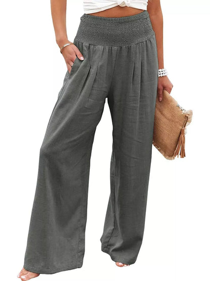 Smocked High Waisted Wide Leg Pants The Nichole Collection - Official Site