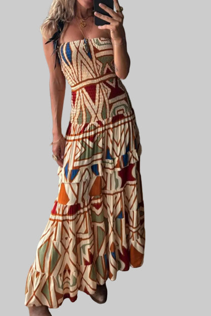 Smocked Printed Tube Dress Maxi Dresses The Nichole Collection - Official Site