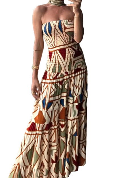 Smocked Printed Tube Dress Maxi Dresses The Nichole Collection - Official Site