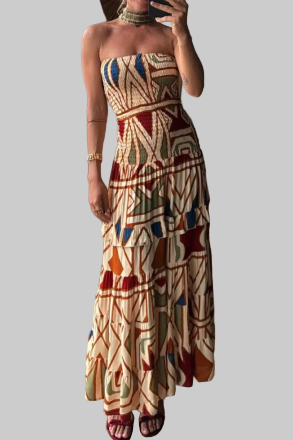 Smocked Printed Tube Dress Maxi Dresses The Nichole Collection - Official Site