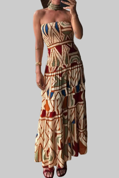 Smocked Printed Tube Dress Maxi Dresses The Nichole Collection - Official Site