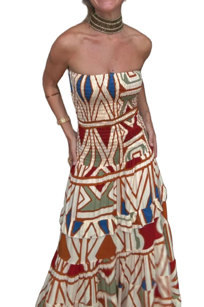 Smocked Printed Tube Dress Maxi Dresses The Nichole Collection - Official Site