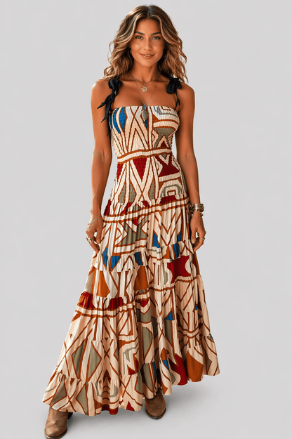 Smocked Printed Tube Dress Multicolor / S Maxi Dresses The Nichole Collection - Official Site