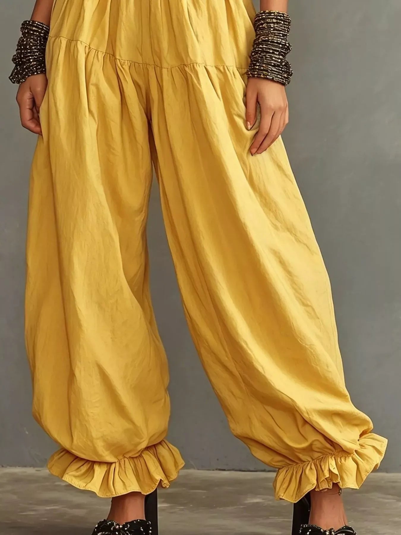 Smocked Ruffle Hem Wide Leg Pants The Nichole Collection - Official Site