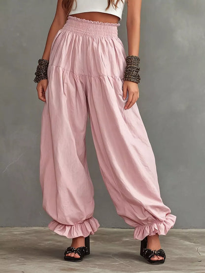 Smocked Ruffle Hem Wide Leg Pants The Nichole Collection - Official Site