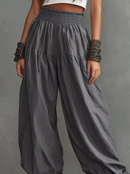 Smocked Ruffle Hem Wide Leg Pants The Nichole Collection - Official Site