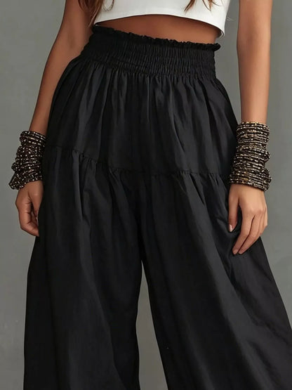 Smocked Ruffle Hem Wide Leg Pants The Nichole Collection - Official Site