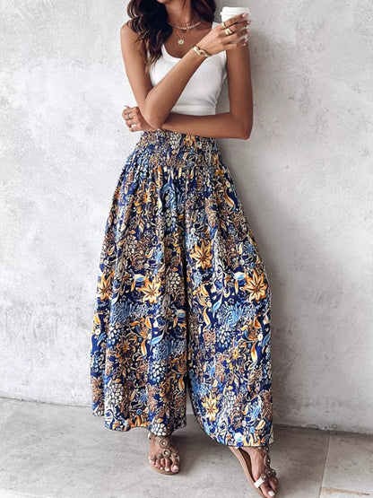 Smocked Waist Wide-Leg Pants with Pockets The Nichole Collection - Official Site