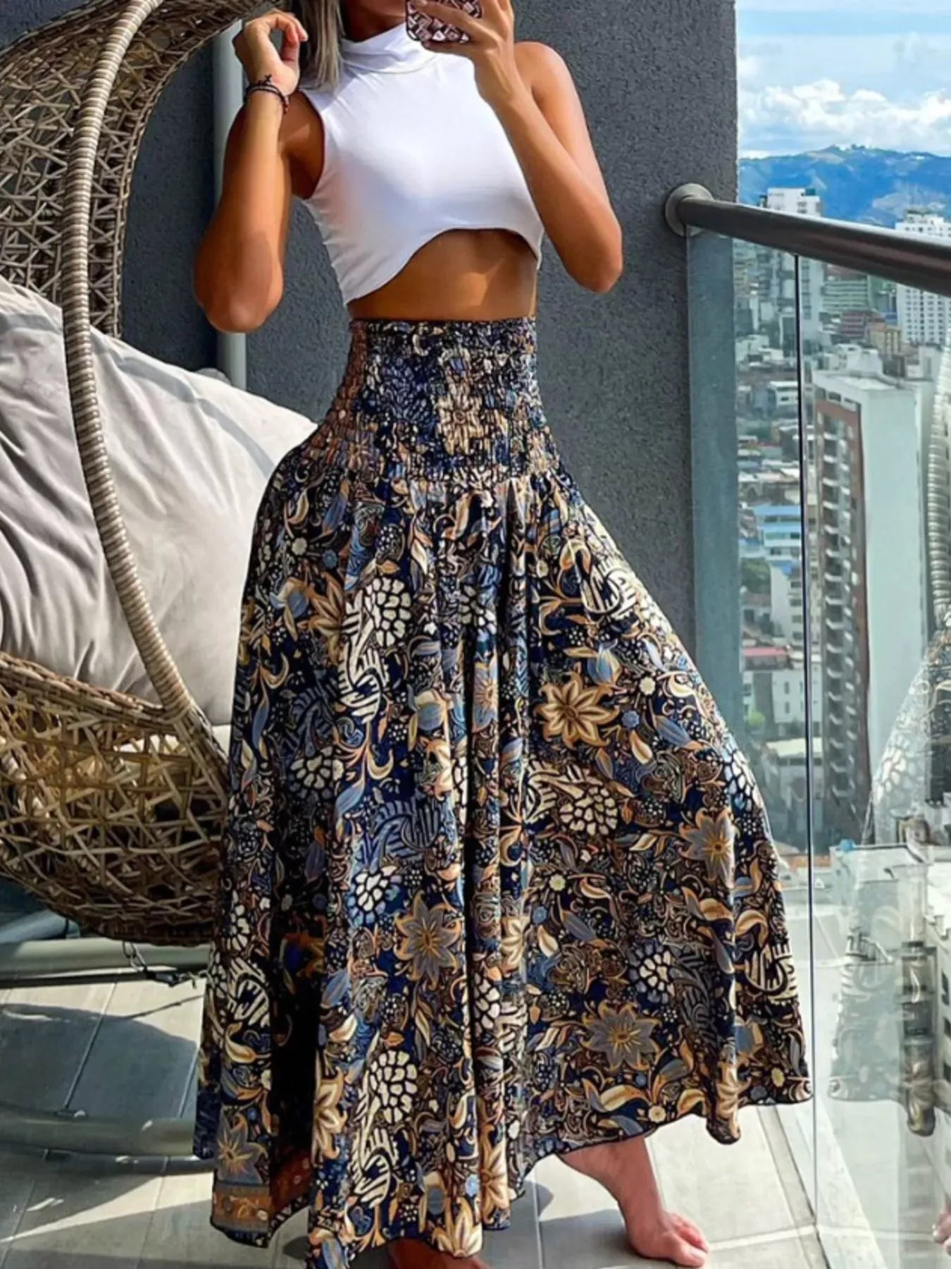 Smocked Waist Wide-Leg Pants with Pockets The Nichole Collection - Official Site