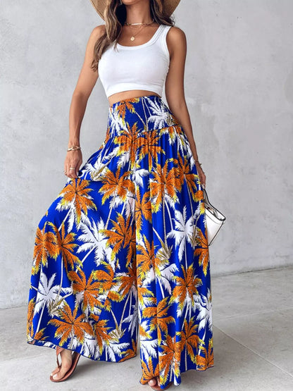 Smocked Waist Wide-Leg Pants with Pockets Royal Blue / S The Nichole Collection - Official Site