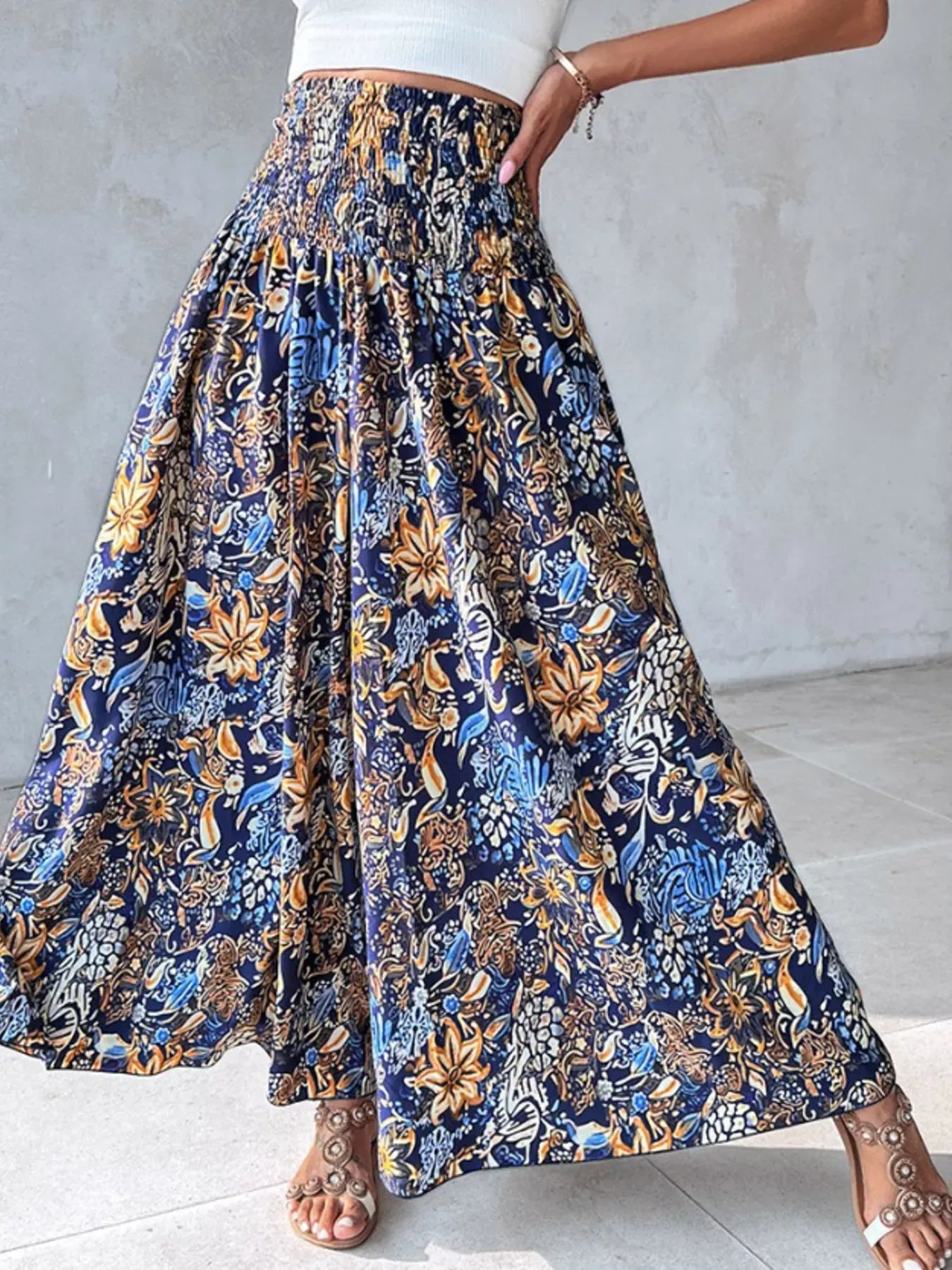 Smocked Waist Wide-Leg Pants with Pockets The Nichole Collection - Official Site