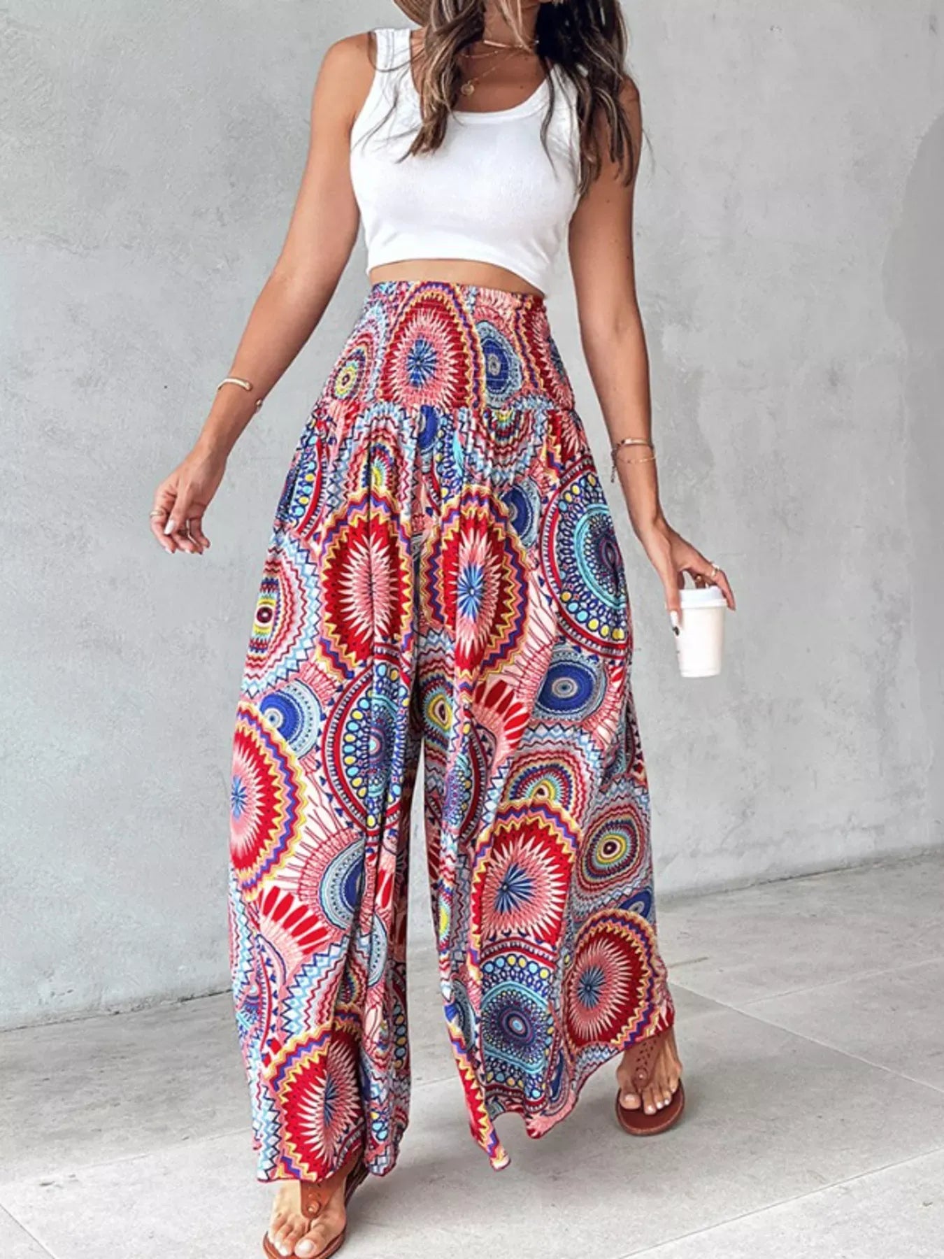 Smocked Waist Wide-Leg Pants with Pockets The Nichole Collection - Official Site