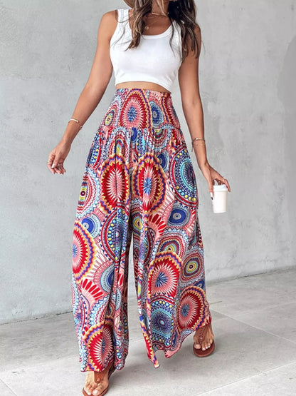 Smocked Waist Wide-Leg Pants with Pockets The Nichole Collection - Official Site