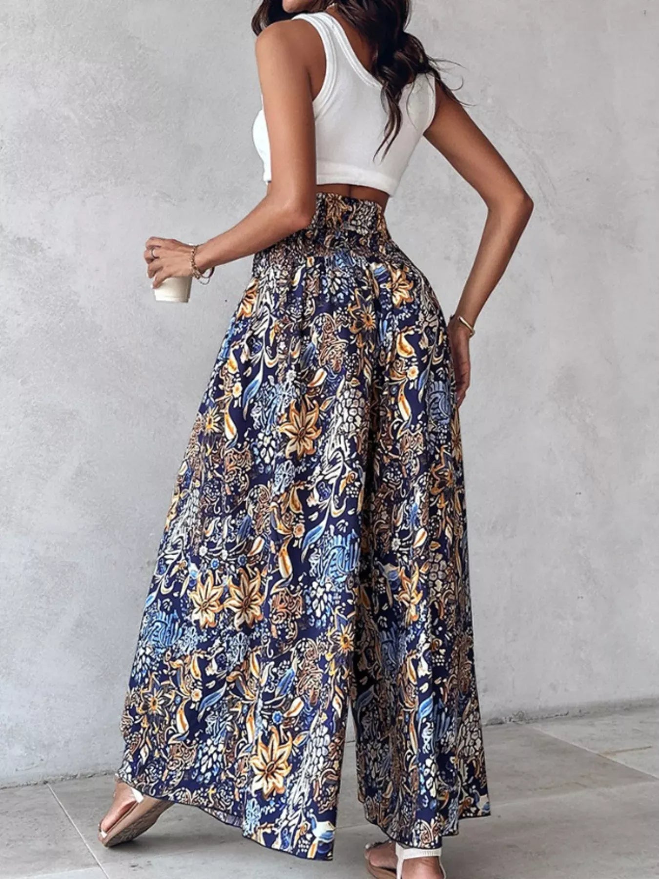 Smocked Waist Wide-Leg Pants with Pockets The Nichole Collection - Official Site