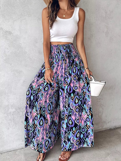 Smocked Waist Wide-Leg Pants with Pockets The Nichole Collection - Official Site
