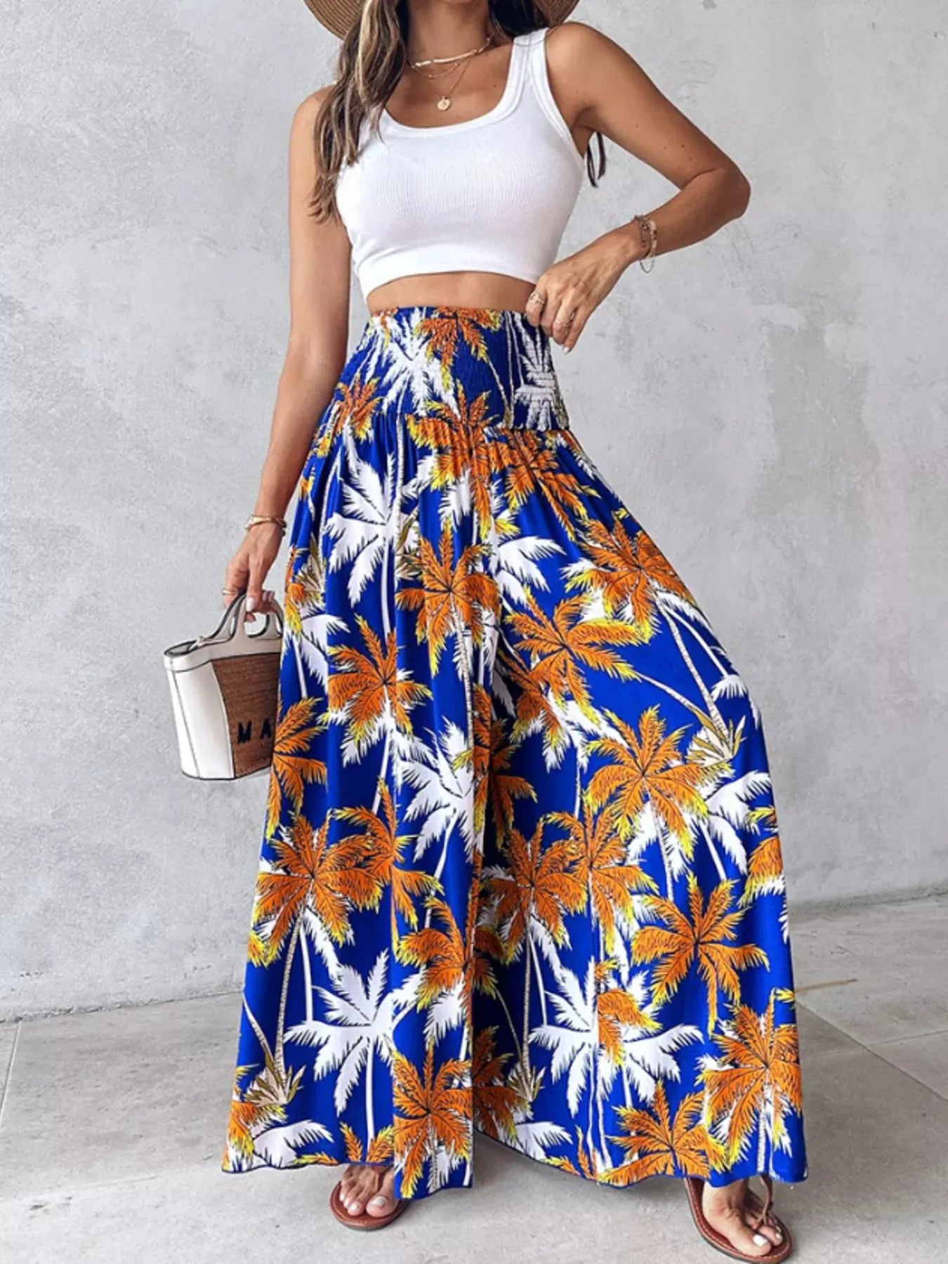 Smocked Waist Wide-Leg Pants with Pockets The Nichole Collection - Official Site