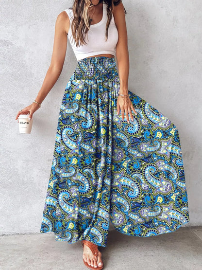 Smocked Waist Wide-Leg Pants with Pockets Teal / S The Nichole Collection - Official Site