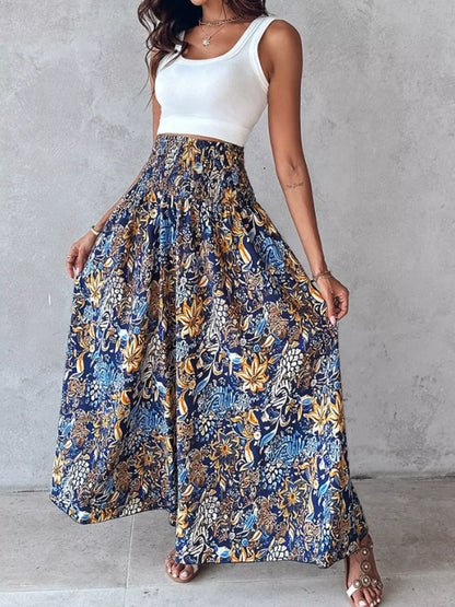 Smocked Waist Wide-Leg Pants with Pockets Dark Navy / S The Nichole Collection - Official Site