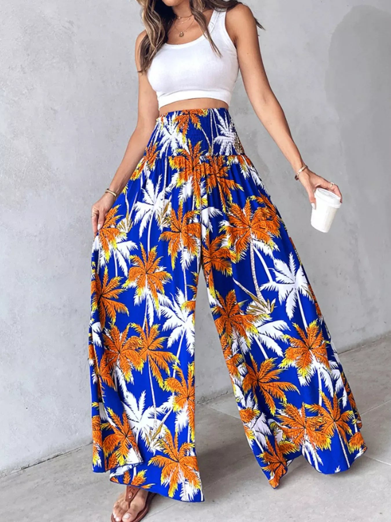 Smocked Waist Wide-Leg Pants with Pockets The Nichole Collection - Official Site