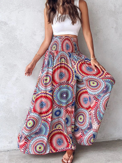 Smocked Waist Wide-Leg Pants with Pockets Scarlet / S The Nichole Collection - Official Site