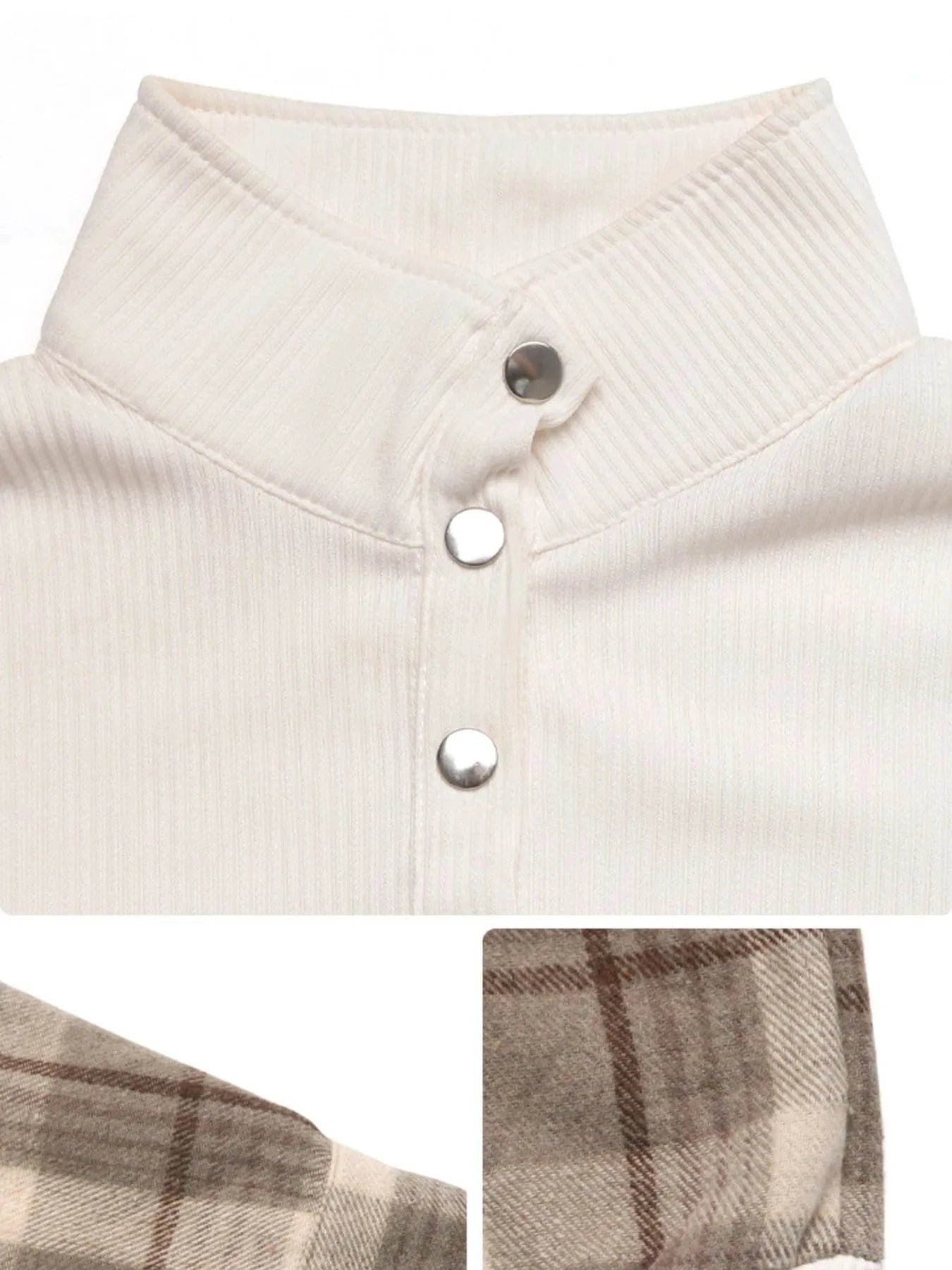 Snap Down Plaid Long Sleeve Sweatshirt Sweatshirt The Nichole Collection