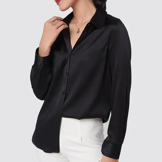 Soft and Breathable Women's 100% Silk Blouse Blouse Black / S The Nichole Collection