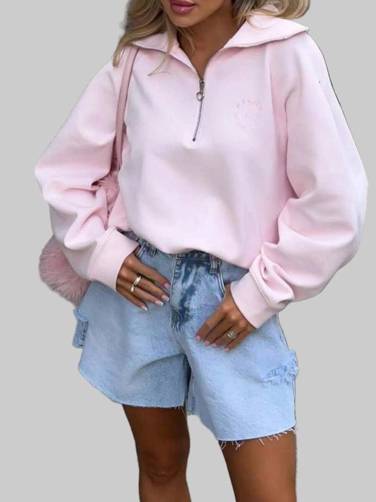 Soft & Cozy Half-Zip Sweatshirt Sweatshirt Blush Pink / S The Nichole Collection