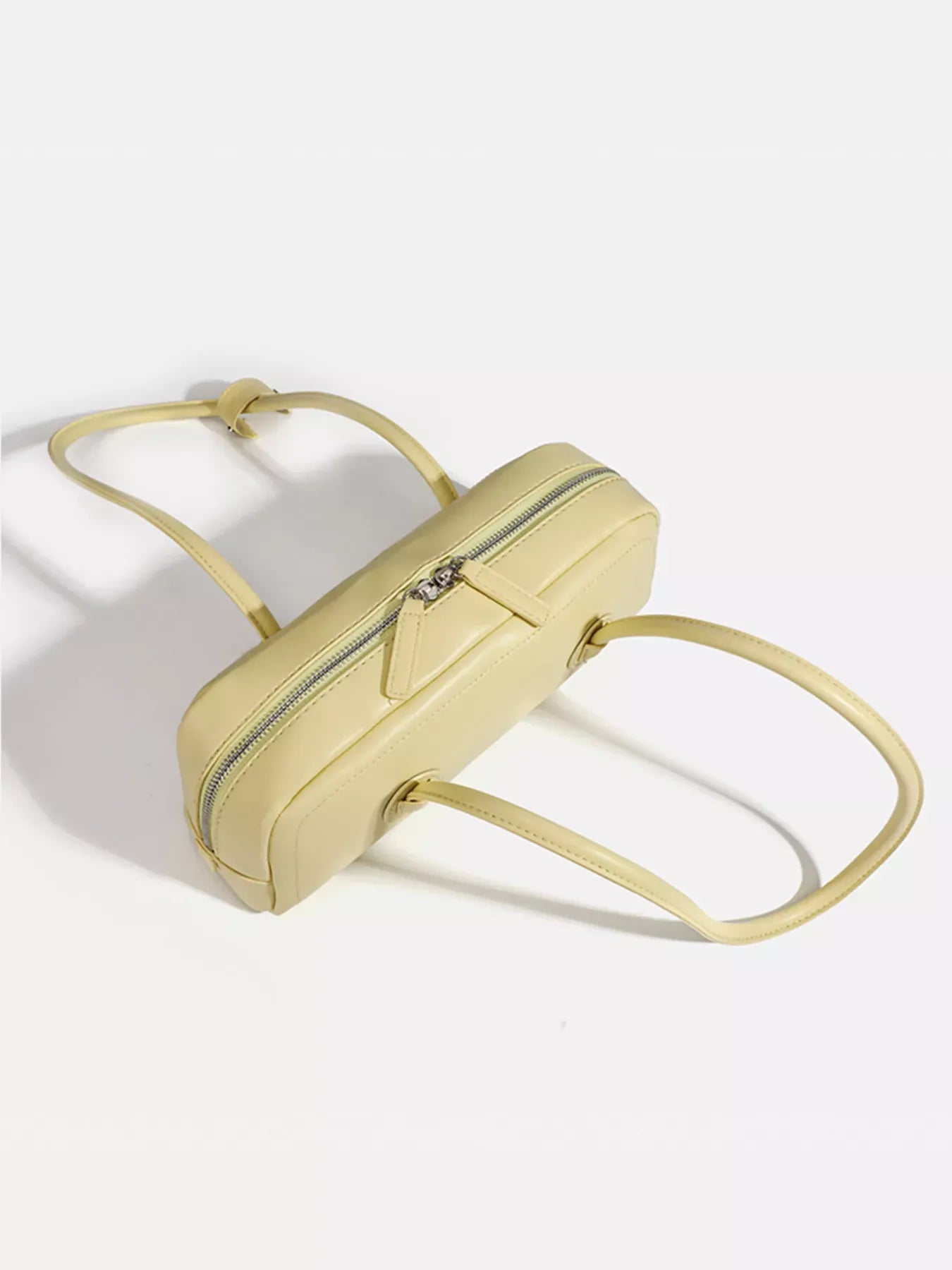 Solid Color Leather Shoulder Bag Yellow / ONE SIZE The Nichole Collection