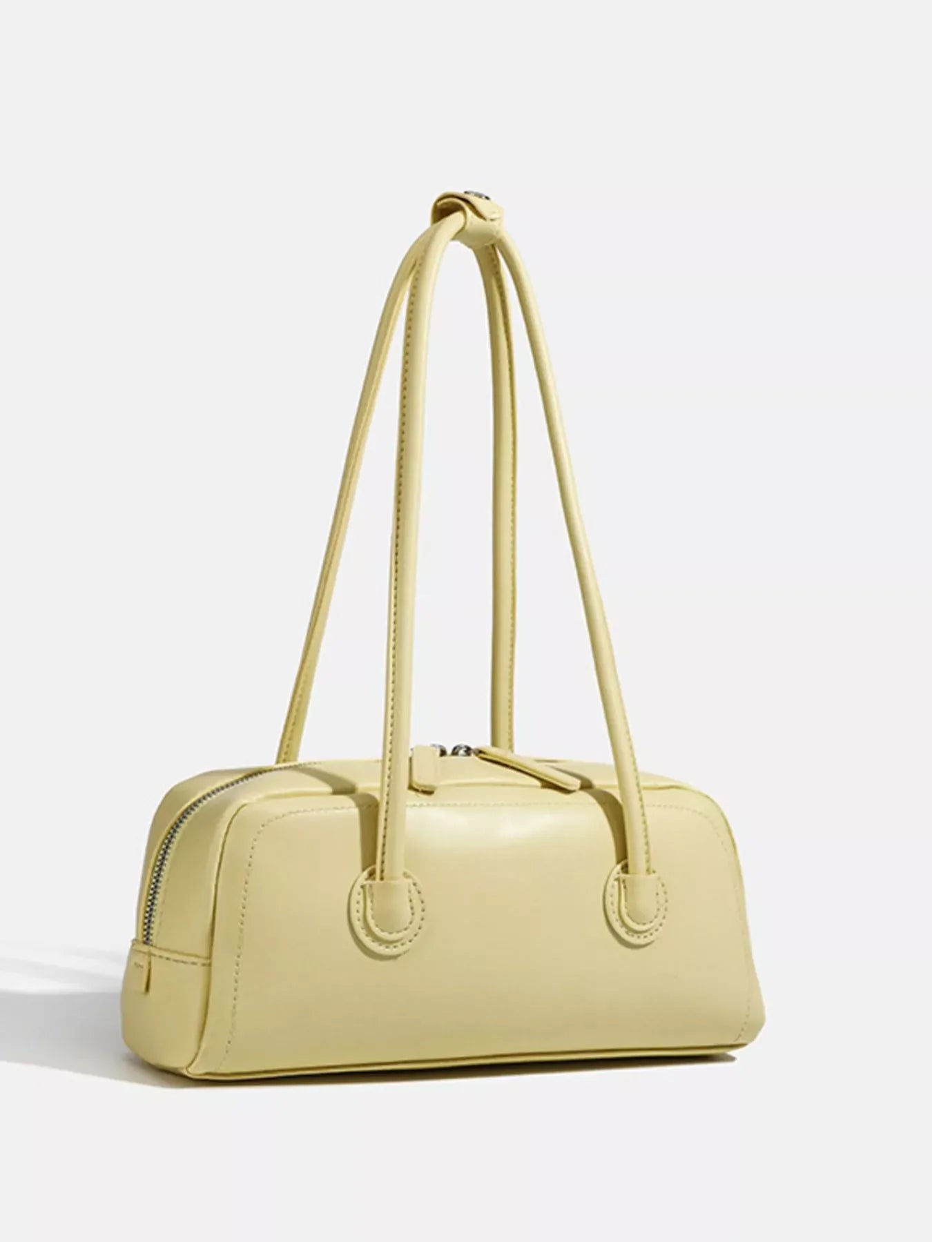 Solid Color Leather Shoulder Bag Yellow / ONE SIZE The Nichole Collection