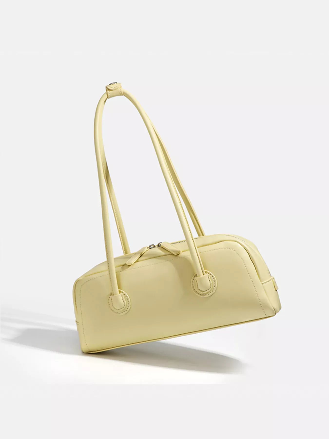 Solid Color Leather Shoulder Bag Yellow / ONE SIZE The Nichole Collection