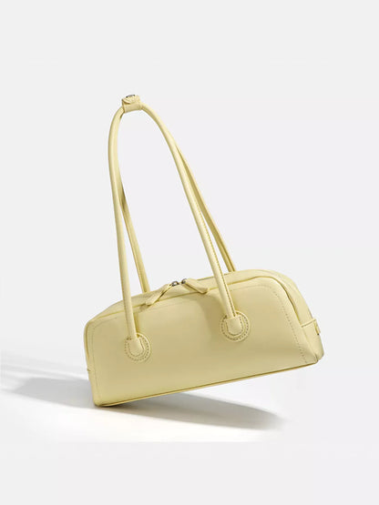 Solid Color Leather Shoulder Bag Yellow / ONE SIZE The Nichole Collection