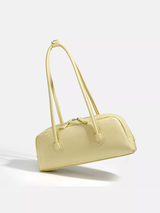 Solid Color Leather Shoulder Bag Yellow / ONE SIZE The Nichole Collection