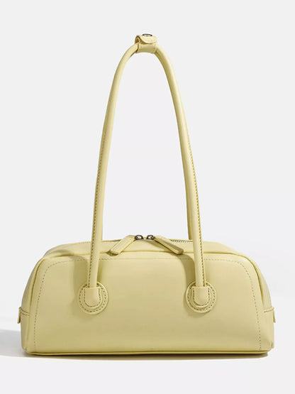 Solid Color Leather Shoulder Bag Yellow / ONE SIZE The Nichole Collection