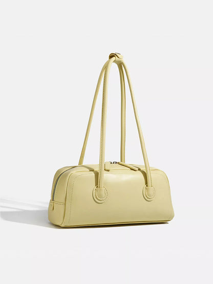 Solid Color Leather Shoulder Bag Yellow / ONE SIZE The Nichole Collection