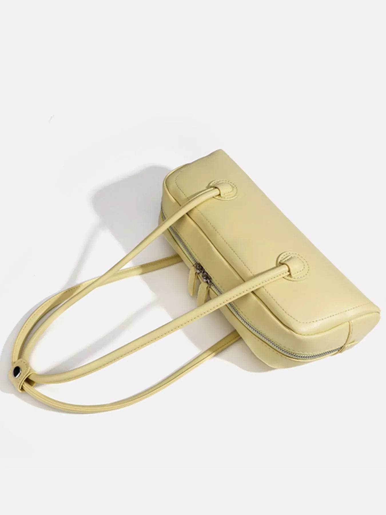 Solid Color Leather Shoulder Bag Yellow / ONE SIZE The Nichole Collection
